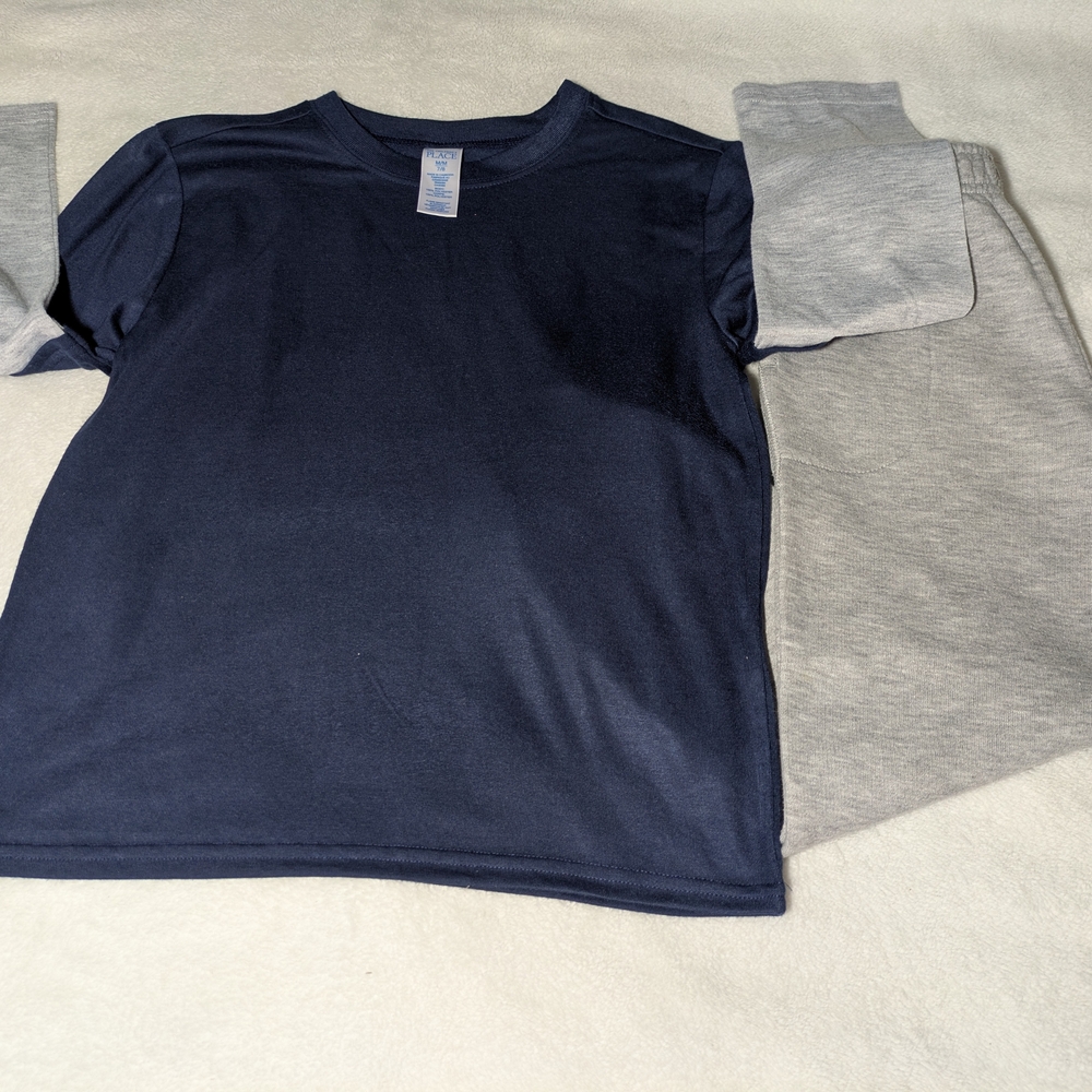 Kids Performance Tee and Jogger Set - Navy & Light Gray